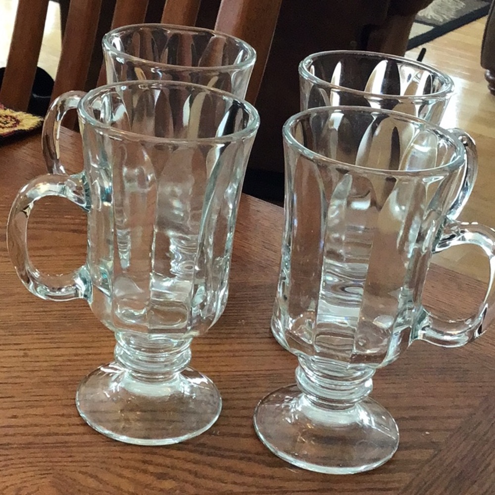 Four stemmed glass coffee/tea glasses